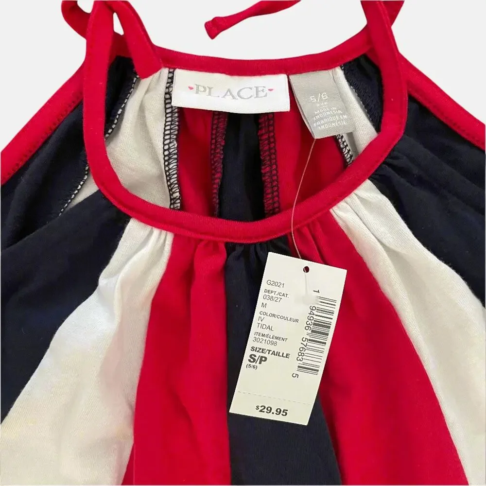 Girls Red Blue and White Dress